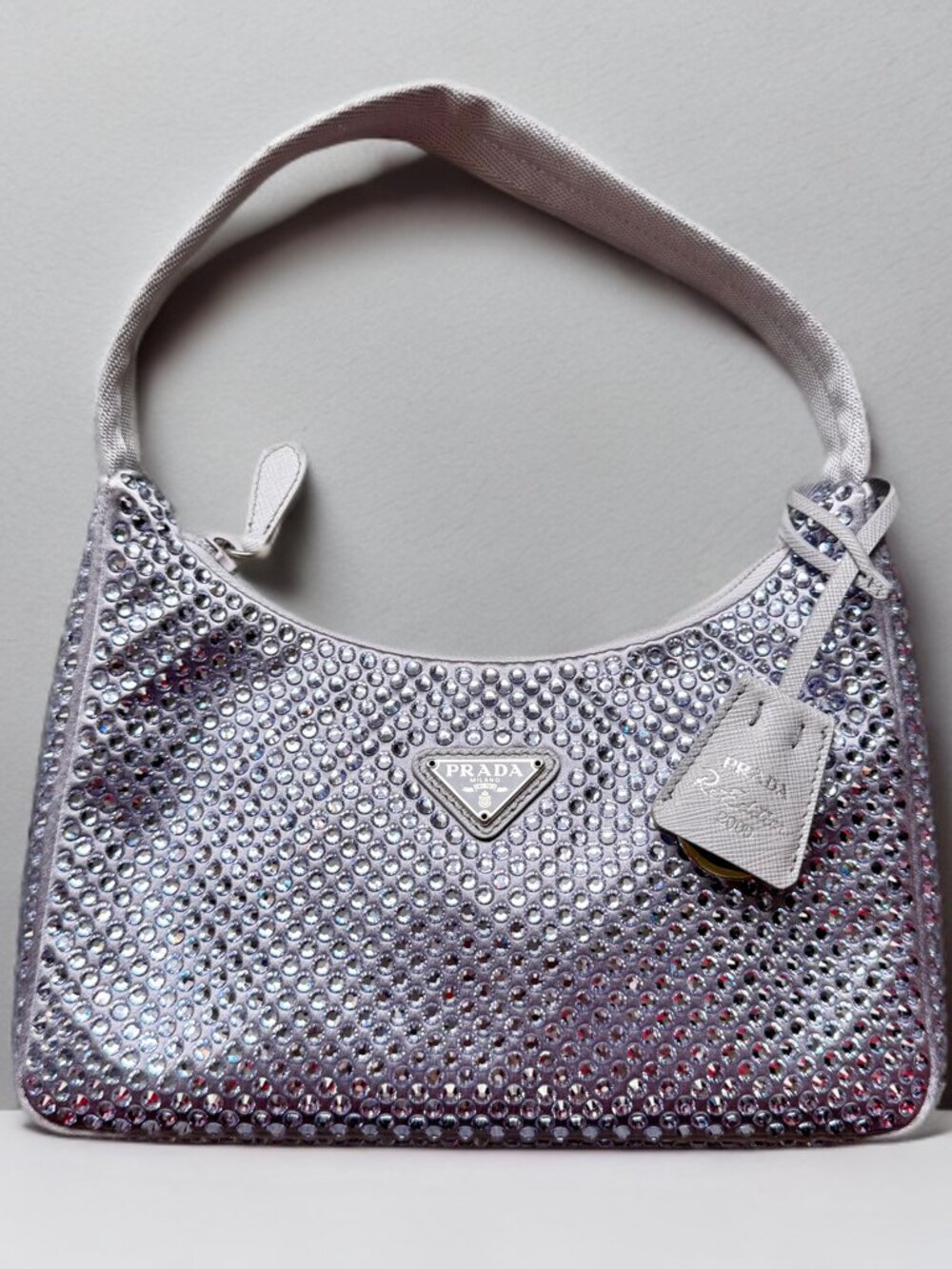 Prada Purple Crystal 2000 Re-Edition Hobo Handbag